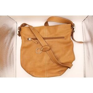 Tig & Co. Adjustable Shoulder Cross Body Leather Bag Purse Tote Brown Carmel
